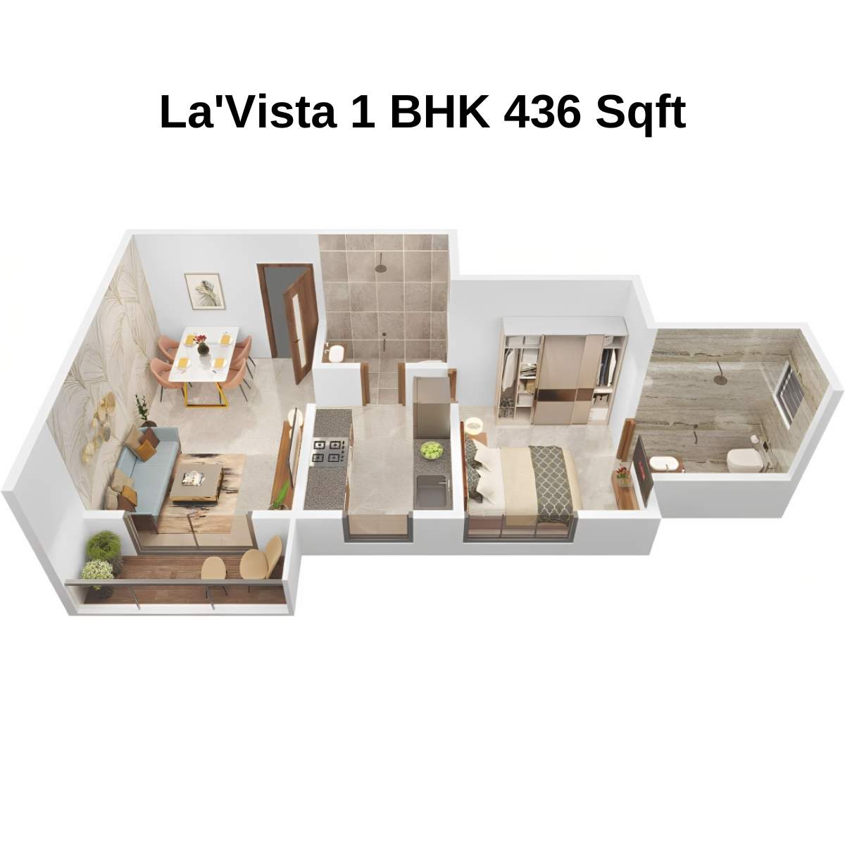 Venus-Skkycity-Floor-Plan-La_Vista-1-BHK-436-Sqft